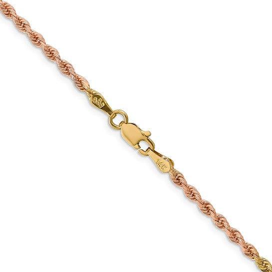 14k Tri-Color 2.5mm Diamond Cut Rope Chain