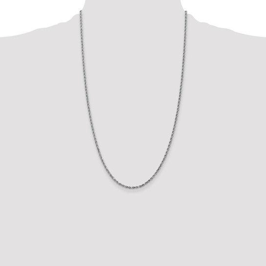 14k White Gold 2.25mm Diamond Cut Rope Chain
