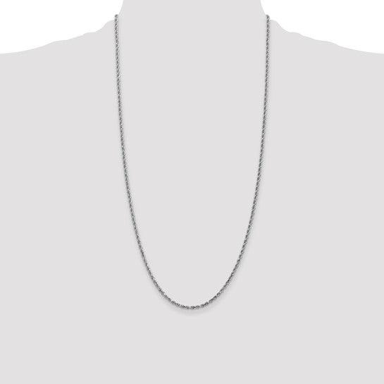 14k White Gold 2.25mm Diamond Cut Rope Chain