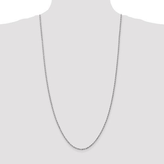 14k White Gold 2.25mm Diamond Cut Rope Chain