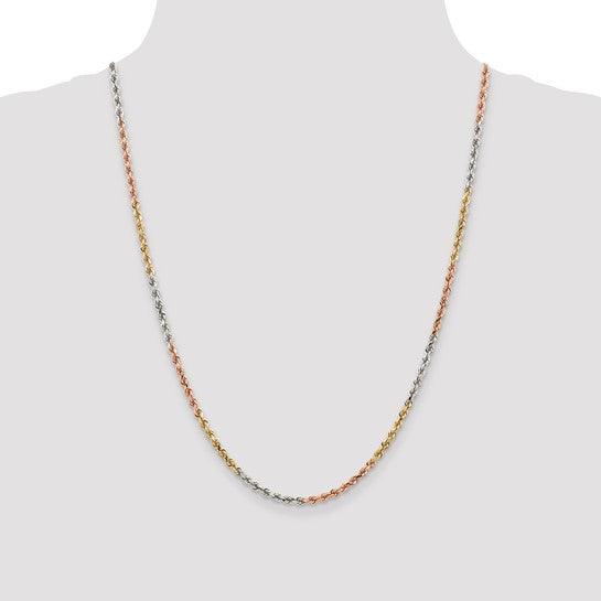 14k Tri-Color 2.9mm Diamond Cut Rope Chain