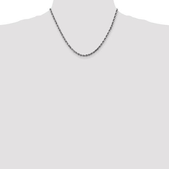 14k White Gold 3.5mm Diamond Cut Rope Chain