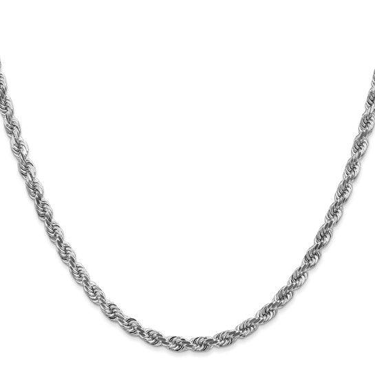 14k White Gold 4mm Diamond-cut Rope Chain
