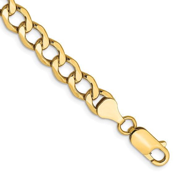 10k 6.5mm Semi-Solid Curb Link Bracelet