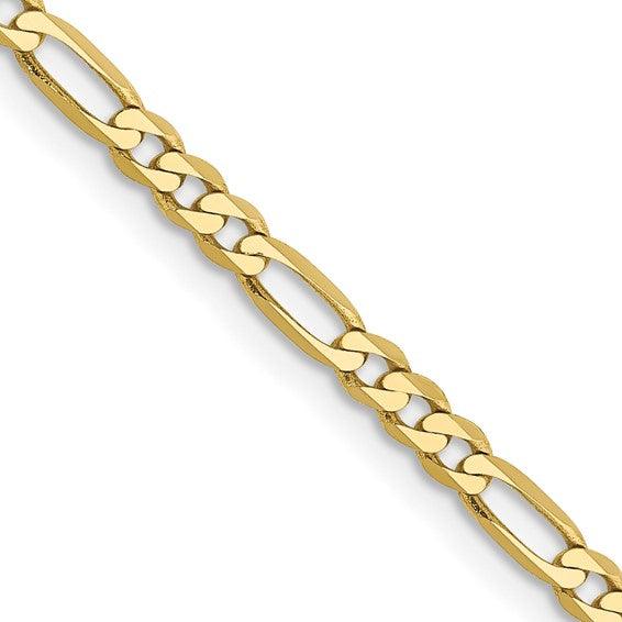 10k 2.75mm Flat Figaro Chain - Seattle Gold Grillz
