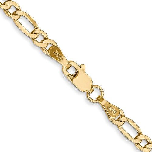10k 3.5mm Semi-Solid Figaro Chain - Seattle Gold Grillz