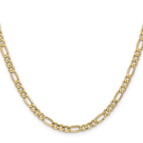 10k 4.4mm Semi-Solid Figaro Chain - Seattle Gold Grillz