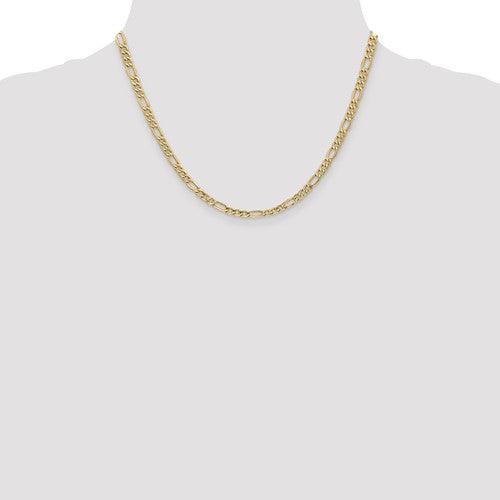 10k 4.4mm Semi-Solid Figaro Chain - Seattle Gold Grillz