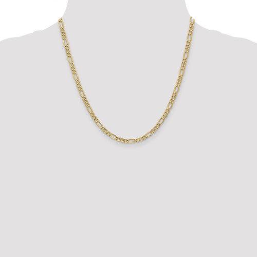 10k 4.4mm Semi-Solid Figaro Chain - Seattle Gold Grillz