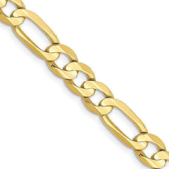 10k 6mm Light Concave Figaro Chain - Seattle Gold Grillz