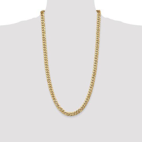 10k 7.75mm Flat Beveled Curb Chain - Seattle Gold Grillz