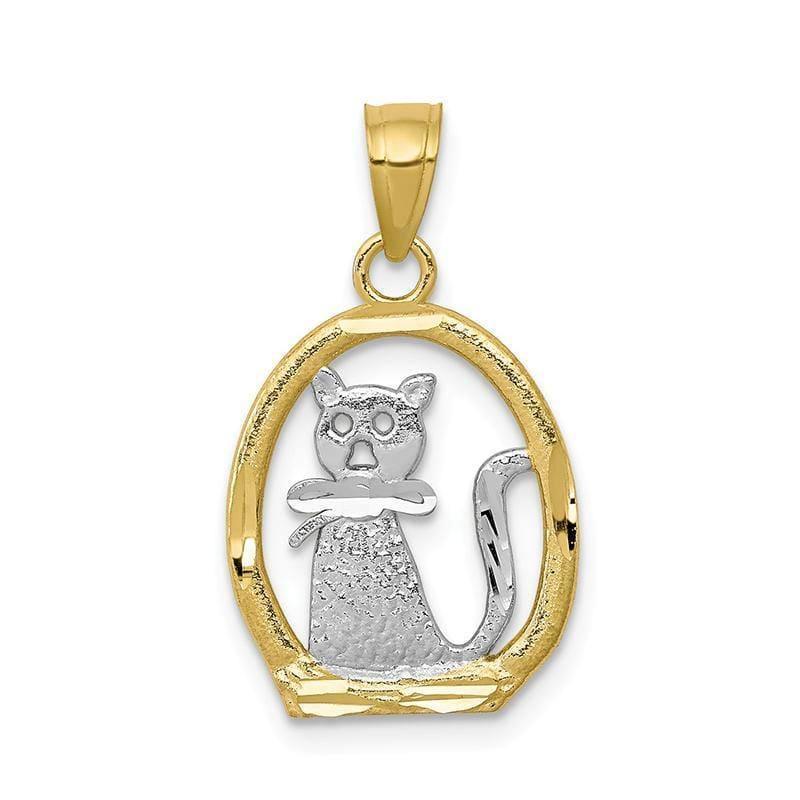 10k & Rhodium Cat Pendant - Seattle Gold Grillz