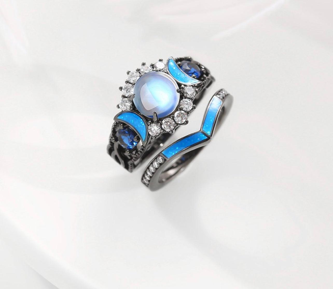 10k Black Gold Alexandrite Moonstone Ring - Seattle Gold Grillz