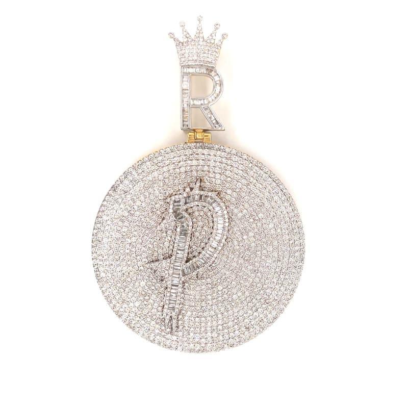 10k Custom Diamond P Pendant - Seattle Gold Grillz