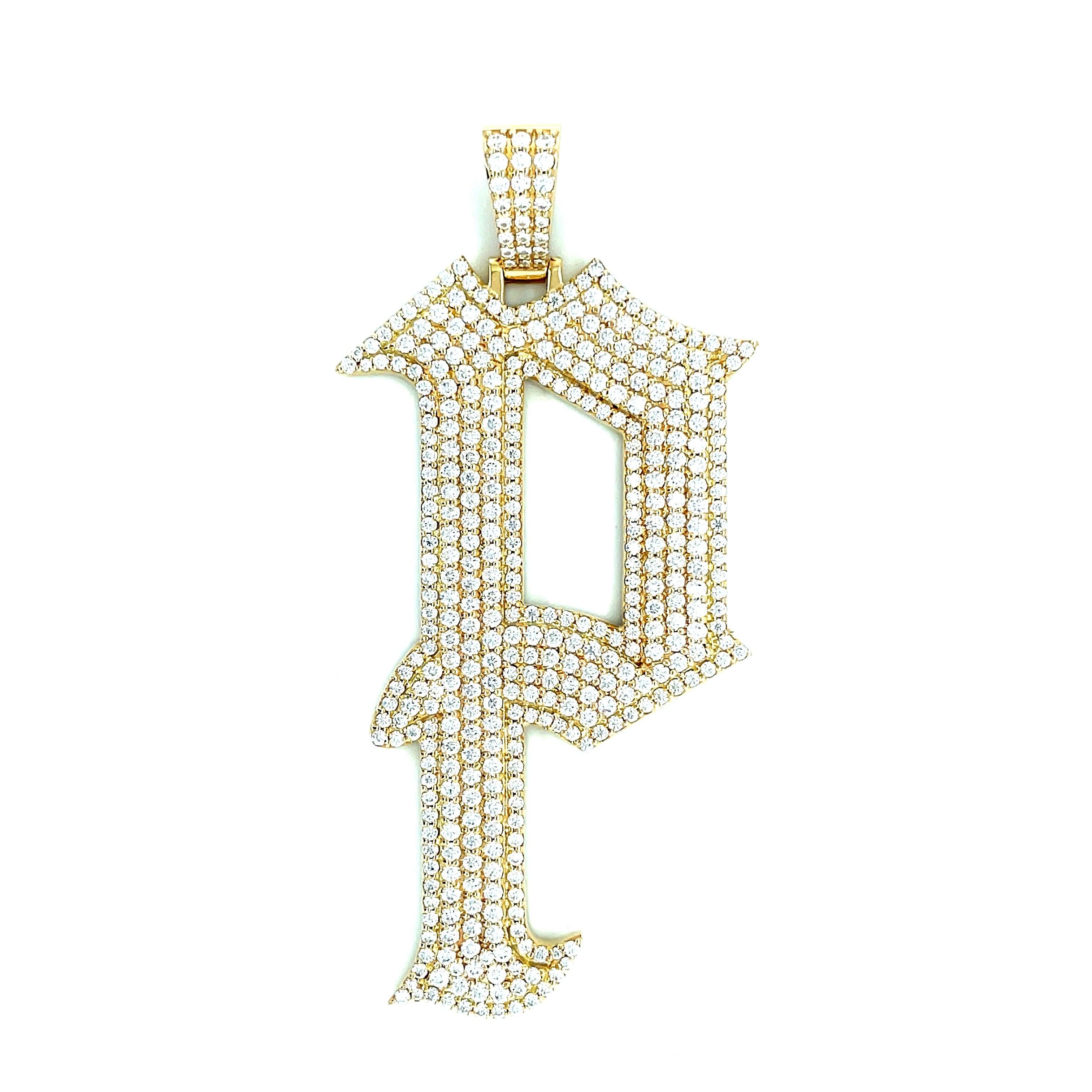 10k Gold Moissanite Letter Pendant - Seattle Gold Grillz