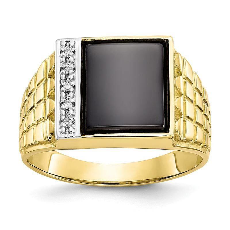 10k Onyx & .03ct Diamond Men's Ring - Seattle Gold Grillz