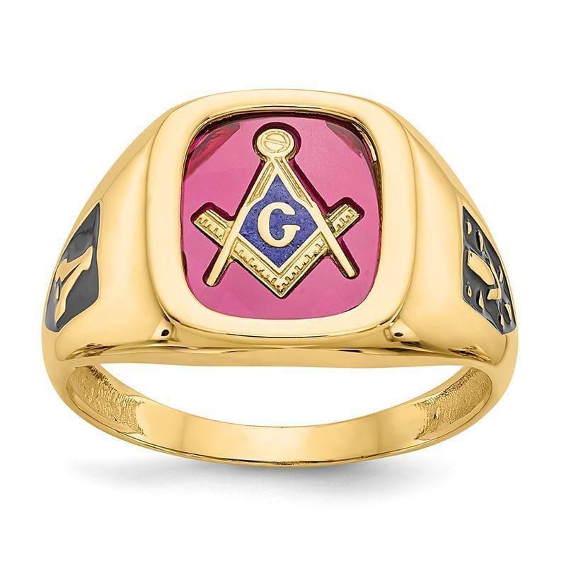 10k Red Acrylic Mens Masonic Ring - Seattle Gold Grillz