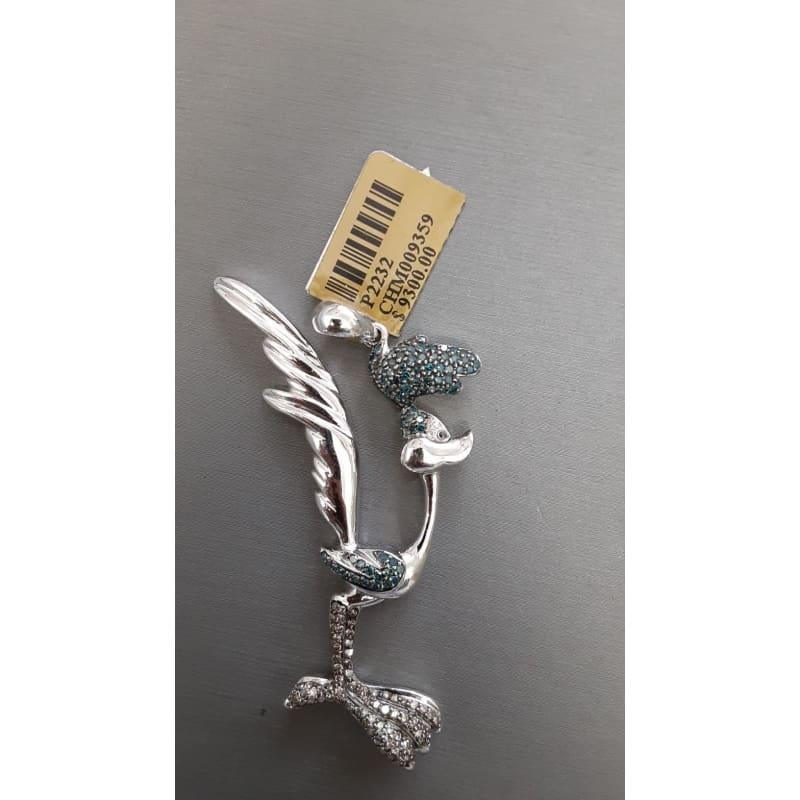 10k White Gold Diamond Flooded Road Runner Pendant - Seattle Gold Grillz