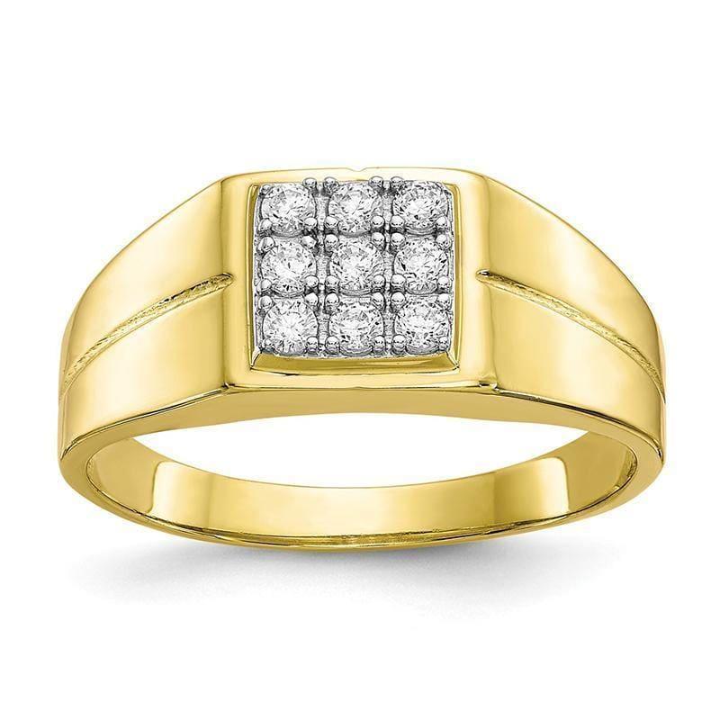 10k Yellow Gold Men's Square CZ Ring - Seattle Gold Grillz