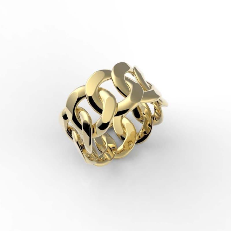 10mm Gold Miami Cuban Link Ring - Seattle Gold Grillz