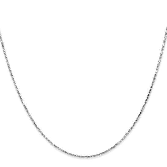 14K White Gold 1.0mm Round Diamond Cut Wheat Chain