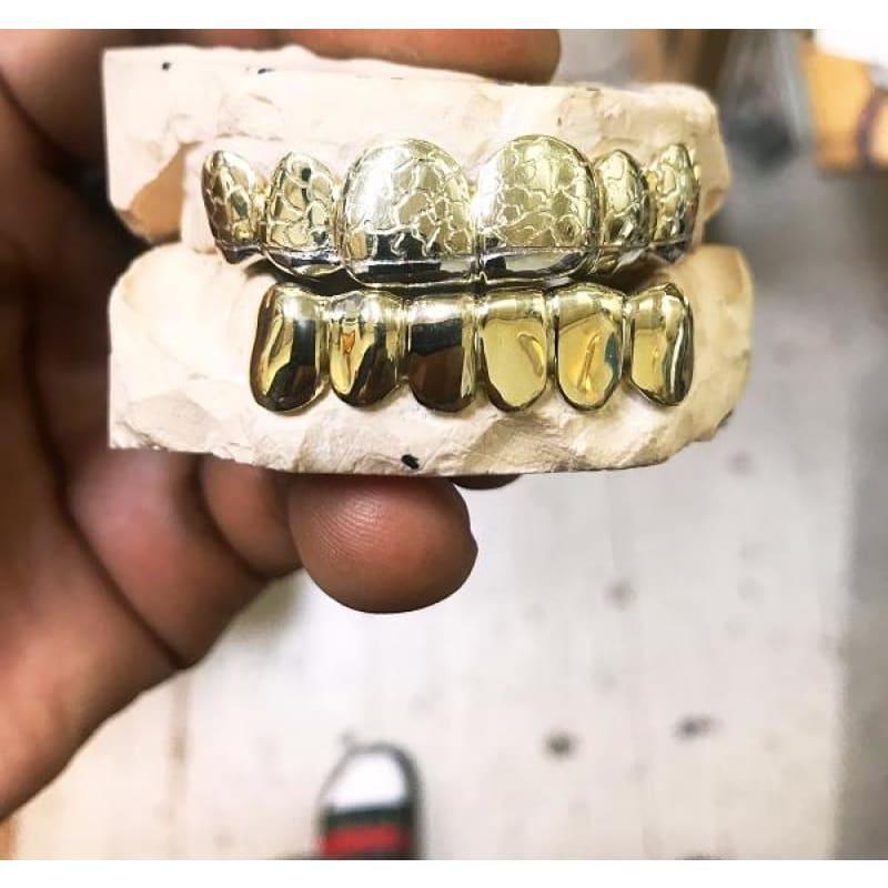 12pc Gold Gator Cut French Tip Grillz Set - Seattle Gold Grillz