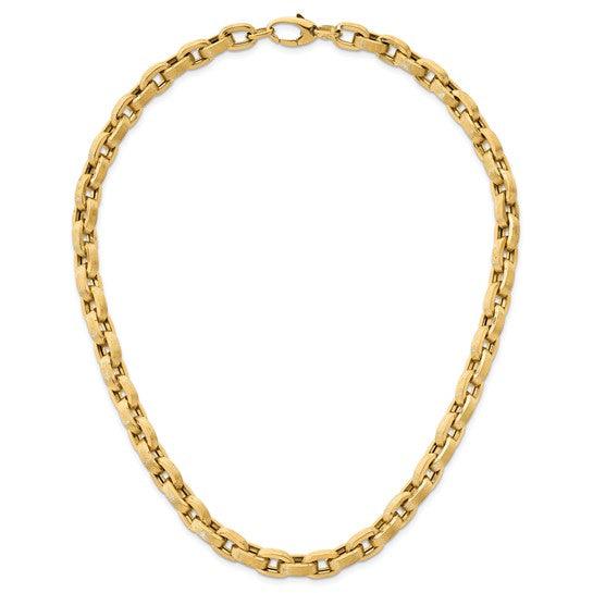18K Polished Brushed Fancy Cable Link Necklace