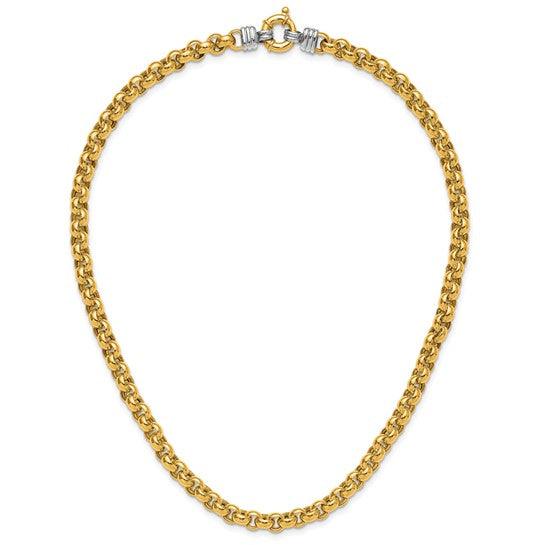 18K Two-tone Polished 7.0mm Rolo Link Necklace