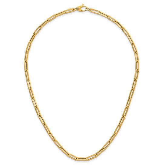 18k Gold 4.0mm Flat Paperclip Necklaces