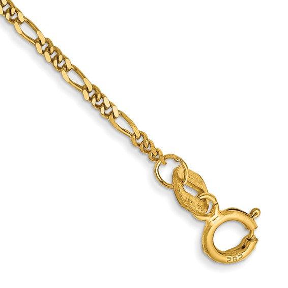 14k 1.25mm Flat Figaro Bracelet - Seattle Gold Grillz