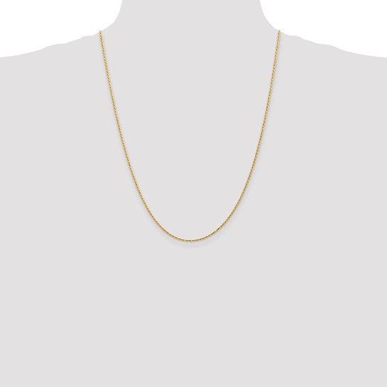 14k 1.3mm Solid Diamond-cut Machine-Made with Lobster Rope Chain - Seattle Gold Grillz
