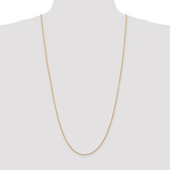 14k 1.3mm Solid Diamond-cut Machine-Made with Lobster Rope Chain - Seattle Gold Grillz