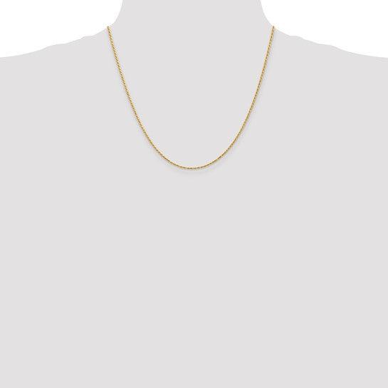 14k 1.3mm Solid Diamond-cut Machine-Made with Lobster Rope Chain - Seattle Gold Grillz