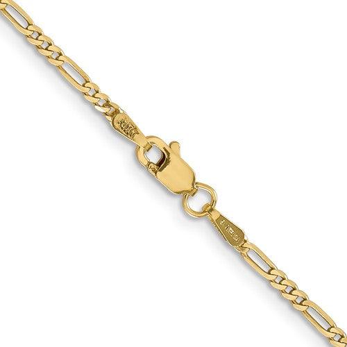 14k 1.80mm Flat Figaro Chain - Seattle Gold Grillz