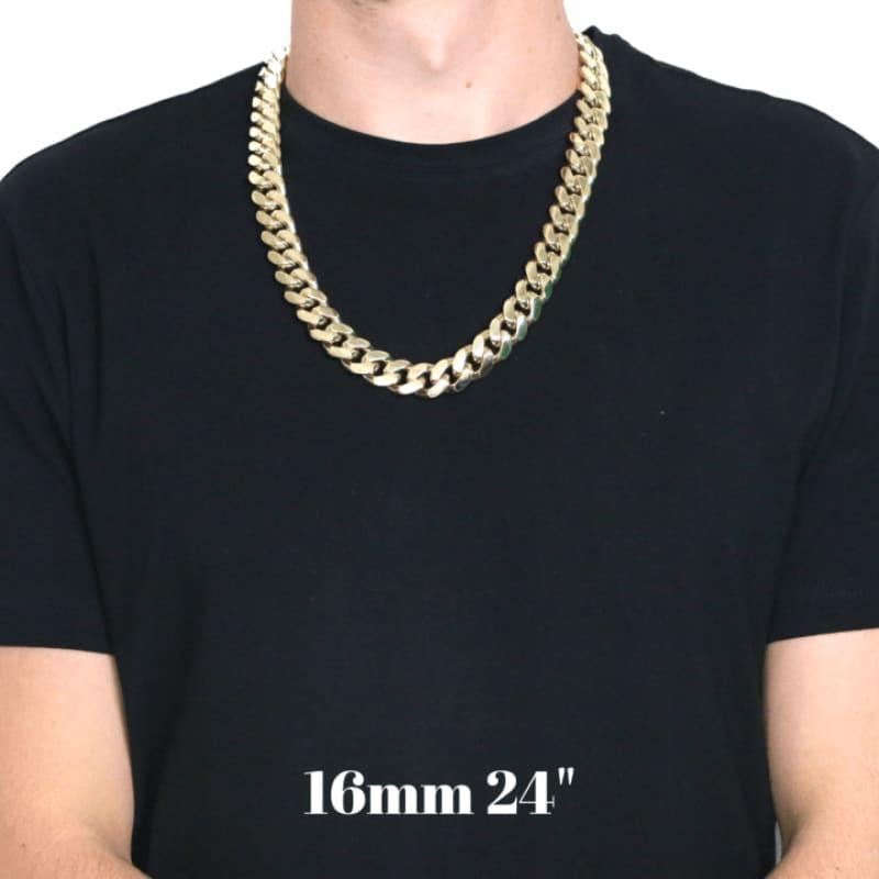 14k 16mm Solid Miami Cuban Link Chain Seattle Gold Grillz