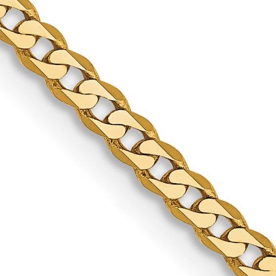 14k 2.2mm Beveled Curb Chain - Seattle Gold Grillz