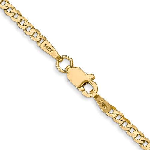 14k 2.2mm Beveled Curb Chain - Seattle Gold Grillz
