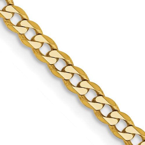 14k 2.3mm Beveled Curb Chain - Seattle Gold Grillz