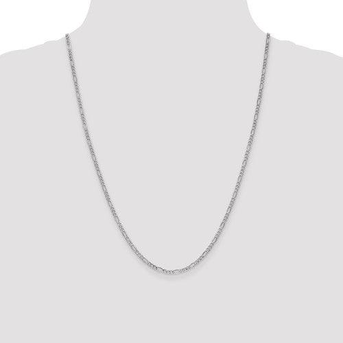 14k 2.5mm White Gold Semi-Solid Figaro Chain - Seattle Gold Grillz