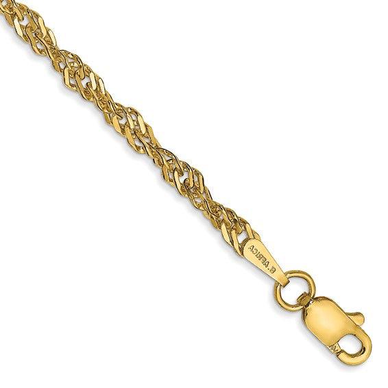 14k 2.75mm Lightweight Singapore Anklet - Seattle Gold Grillz