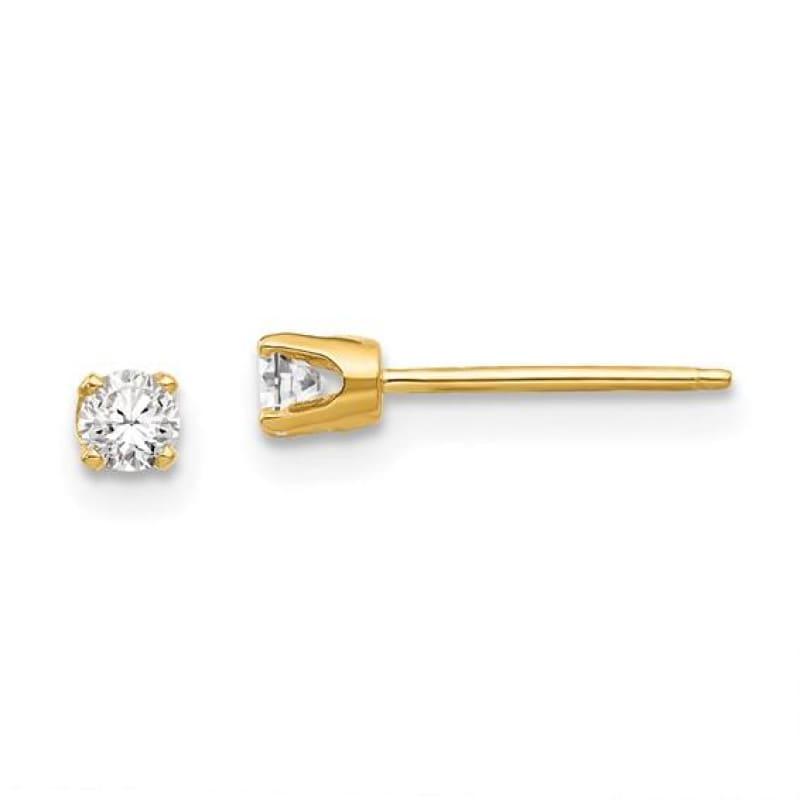14k 2.75mm Round Stud Earring Mounting w-backs - Seattle Gold Grillz