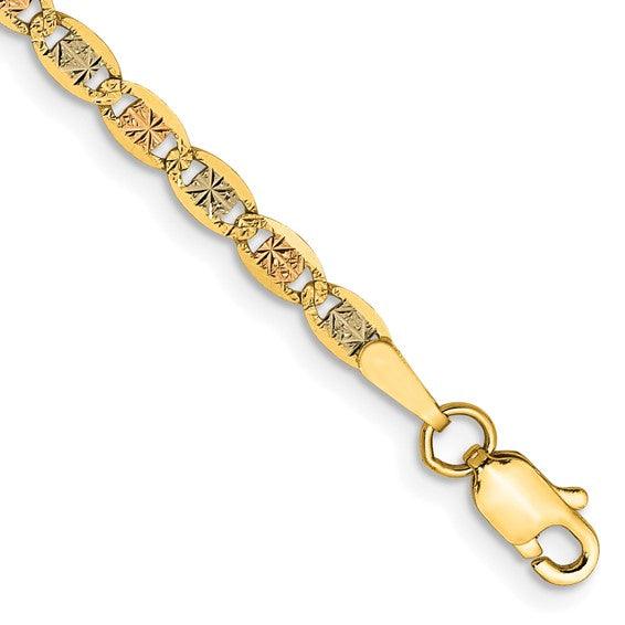 14k 2.75mm Tri-color Pave Valentino Bracelet - Seattle Gold Grillz