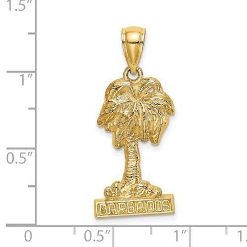 14K 2-D BARBADOS Under Palm Tree Charm - Seattle Gold Grillz