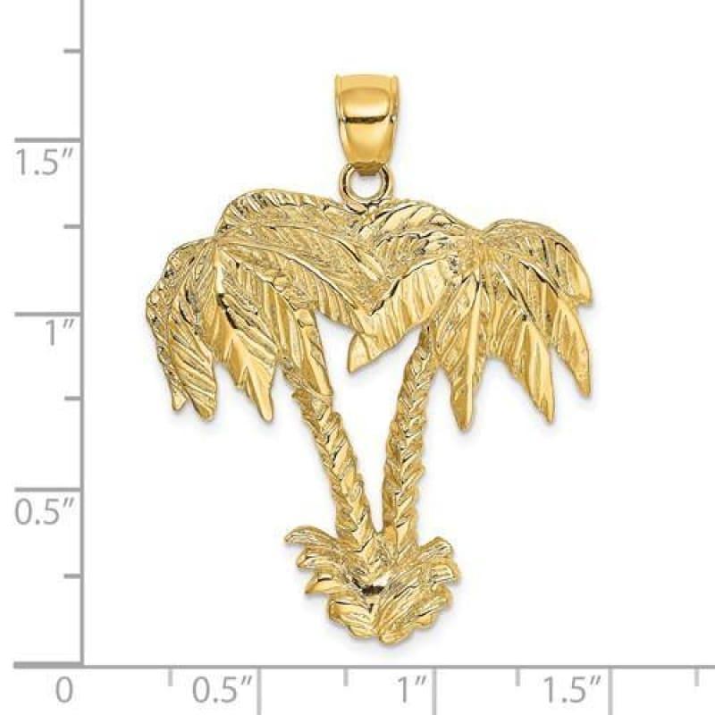 14K 2-D Double Palm Trees Charm - Seattle Gold Grillz