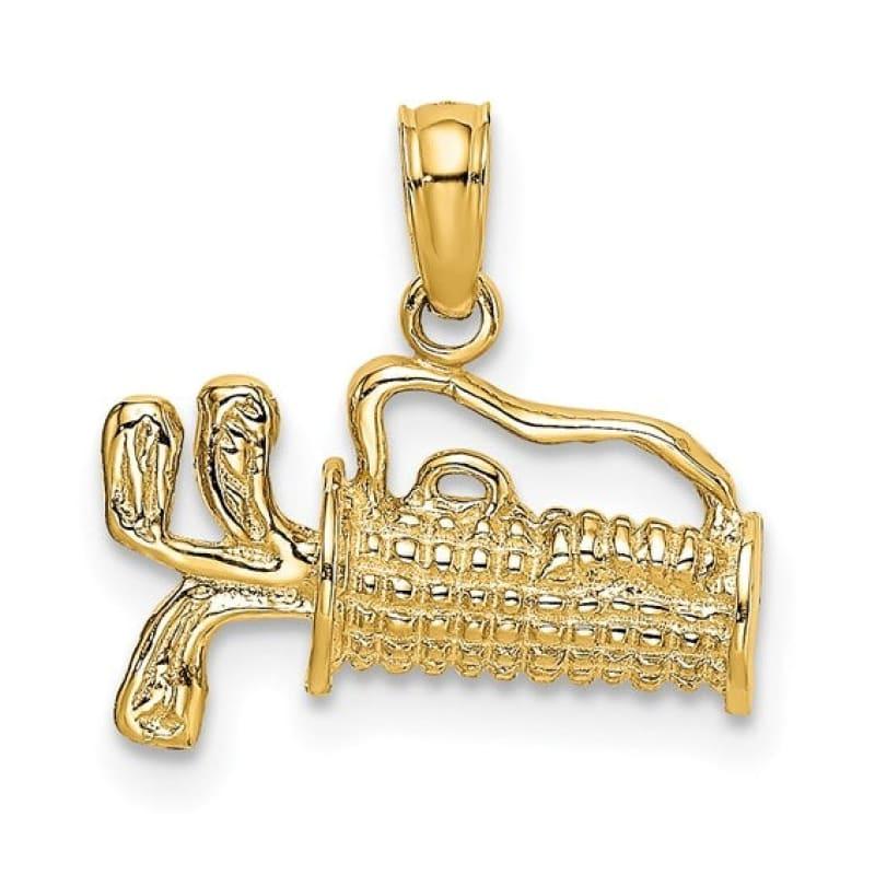 14K 2-D Textured and Engraved Golf Bag Charm - Seattle Gold Grillz