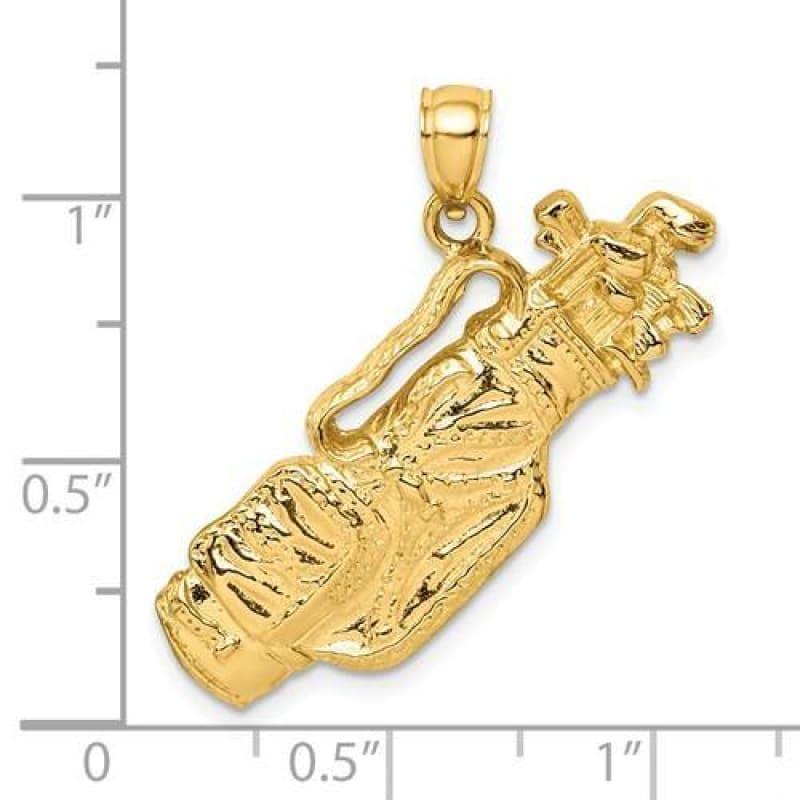 14K 2D Golf Bag & Clubs Charm - Seattle Gold Grillz