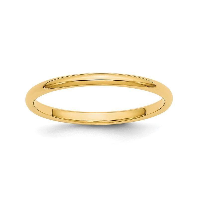 14k 2mm Half-Round Wedding Band - Seattle Gold Grillz