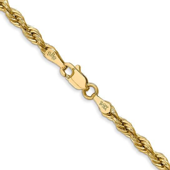 14k 3.0mm Semi-Solid Rope Chain - Seattle Gold Grillz