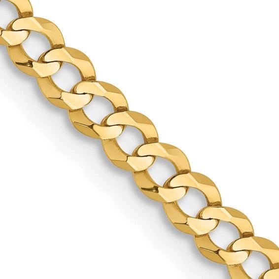 14k 3.1mm Solid Polished Light Flat Cuban Chain - Seattle Gold Grillz