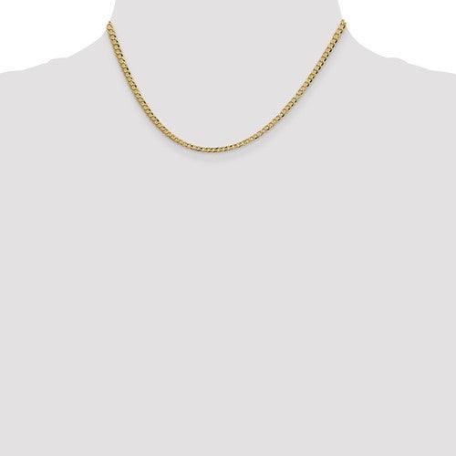 14k 3.1mm Solid Polished Light Flat Cuban Chain - Seattle Gold Grillz